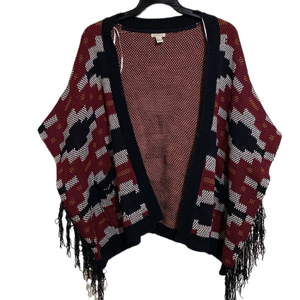 Forever 21 Aztec Print Sleeveless Cardigan with Fringe Size M
